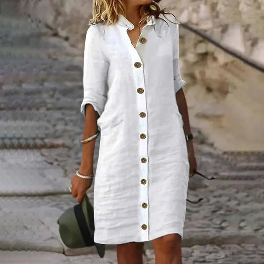 Avria Cotton Button-Down Shirt Dress